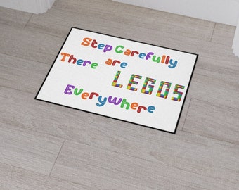 Lego Everywhere Floor Mat - Heavy Duty Polyester Kids Room Decor