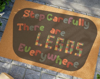 Lego Themed Step Carefully Doormat - Add a Pop of Color to Your Entryway