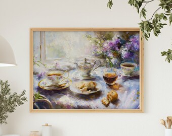 ティーカップとソーサー 印象派 静物画 油絵 デジタル ダウンロード