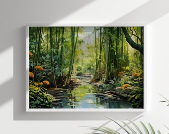 Stampa della foresta di bambù / Arte murale della natura serena (download digitale)