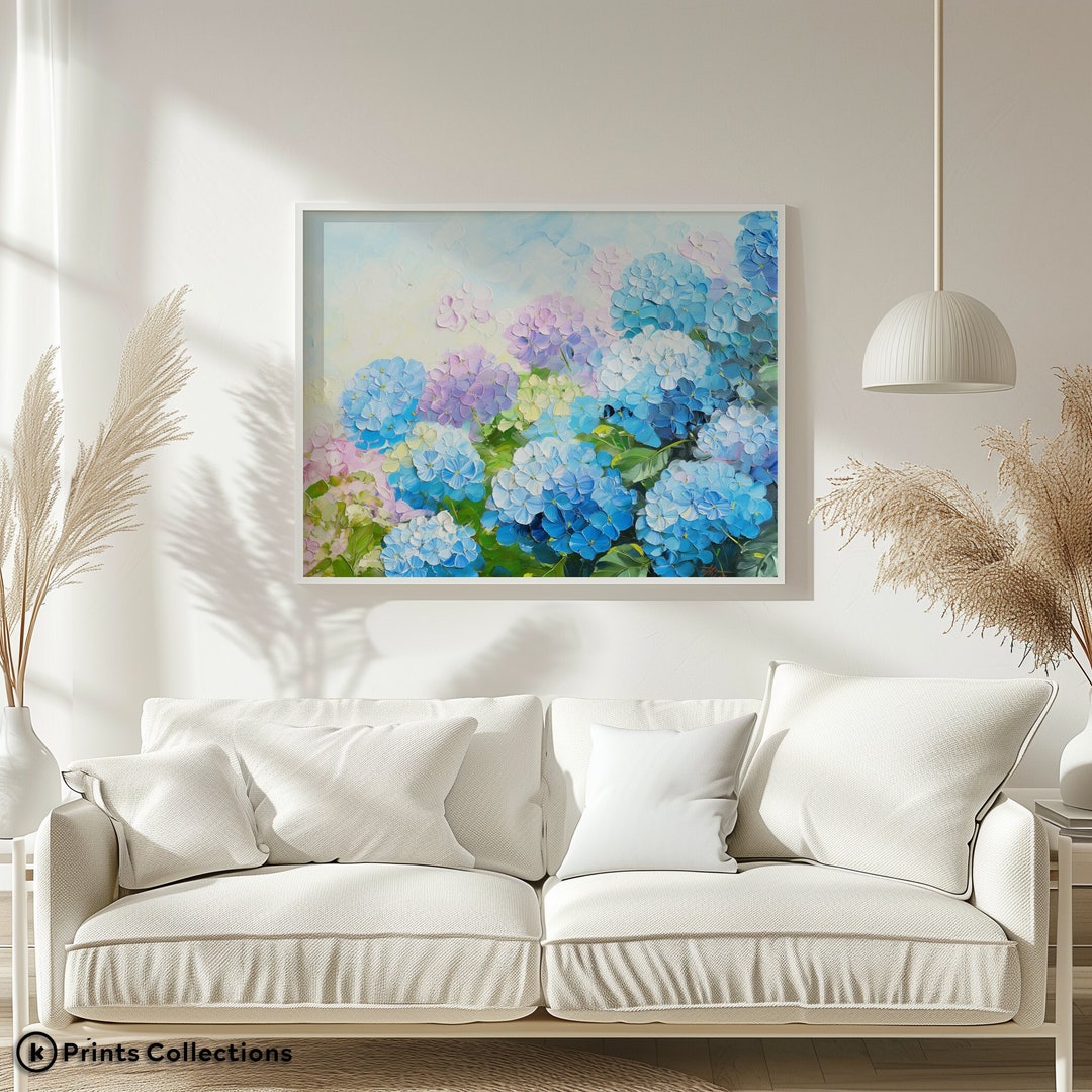 Hydrangea Oil Painting Art Print | Detailed Floral Wall Decor (digital ...