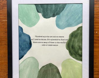 Anne of Green Gables Lucy Maud Original Art Painting Book Literary Quote Wall Picture "Kindred spirits are not so scarce as I used to think"