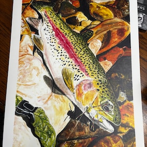 Wild Rainbow trout watercolor painting print