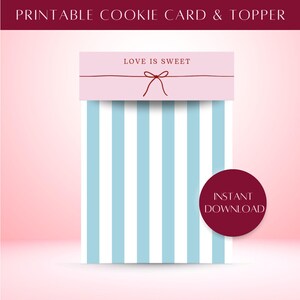 Empaque de tarjeta de galleta de San Valentín imprimible Descarga digital / 127 mm x 165 mm / Tarjeta de soporte de galleta digital / Ideas de empaque de lazo de San Valentín