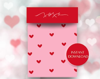 DIGITAL Cookie Card Bag Topper Digital Download | 127mm x 165mm | Cookie Backer Karte | Valentinstag Herz Verpackung