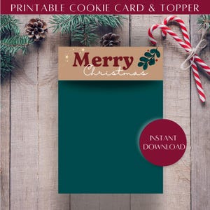 DIGITAL Frohe Weihnachten Cookie Karte Tasche Topper Digital Download | 127mm x 165mm | Druckbare Cookie Backer Karte