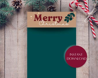 DIGITAL Frohe Weihnachten Cookie Karte Tasche Topper Digital Download | 127mm x 165mm | Druckbare Cookie Backer Karte