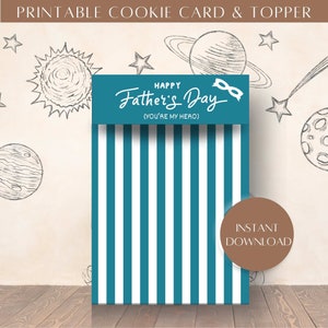 Biglietto di auguri per la festa del papà con biscotti stampabili per la festa del papà Confezione di biscotti Download digitale Il miglior papà di sempre Etichetta regalo per la festa del papà Sei il mio eroe