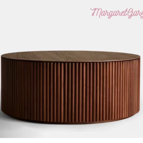 Table basse en bois cannelé Table basse en manguier Centre de table en bois Décoration d'intérieur