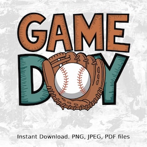 Game Day Baseball | Baseball Glove Clipart | Sports Digital Download for Shirts, Stickers & More | Baseball Mom gift | Baseball Dad Gift