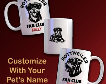 Rottweiler Custom Mug, Custom Dog Lover Gift, Pet Owner Gift, Personalized Dog Mug, Dog Mom Gift, Dog Dad Gift, Rottweiler lover