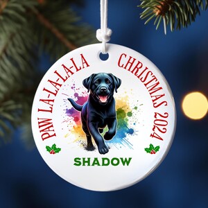 Personalized Black Labrador Christmas Ornament - Custom Dog Ornament with Pet&#39;s Name, Holiday Gift for Dog Lovers