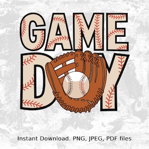 Game Day Baseball | Baseball Glove Clipart | Sports Digital Download for Shirts, Stickers & More | Baseball Mom gift | Baseball Dad Gift