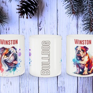 Personalized Bulldog Coffee Mug - Custom Dog Portrait with Your Pet&#39;s Name, Unique Bulldog Gift for Dog Lovers