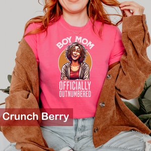 Boy Mom T-Shirt, Officially Outnumbered, Funny Mom Tee, Motherhood Graphic Shirt, Unique Gift for Moms, Parenting Casual Wear