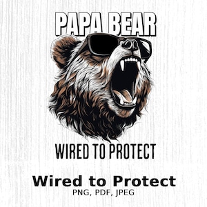 Cool papa ours en téléchargement art numérique - Design amusant pour papa pour art mural, autocollants, tasses, vêtements, cartes et projets de bricolage