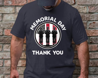 Memorial Day Thank You Military T-Shirt, Patriotic American Flag Tee, Veterans Honor Shirt, Unisex Apparel for Men and Women