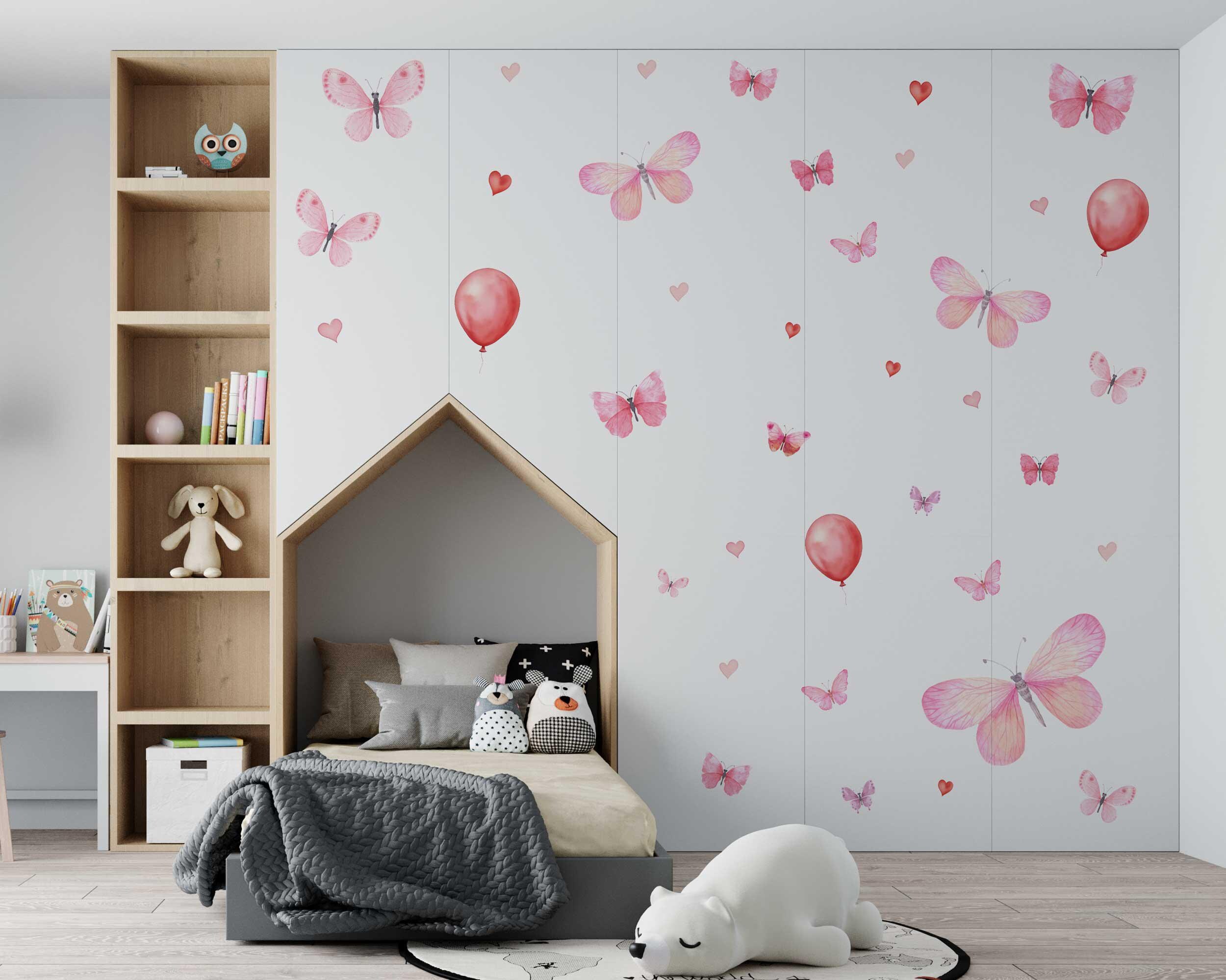 Decalcomanie da parete personalizzate con nome farfalla I per camera da letto delle ragazze I farfalla rosa decorazione della stanza I Decorazioni a