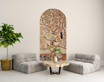 Gustav Klimt Tree of Life Wall Mural, Stunning Art Nouveau Arch Wall Decor for Living Room, Bedroom, Iconic L'Arbre de Vie Design