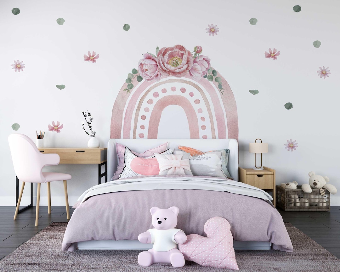 Rainbow Nursery Wall Sticker Girl Room Decor - Boho Rainbow Wall Decal ...