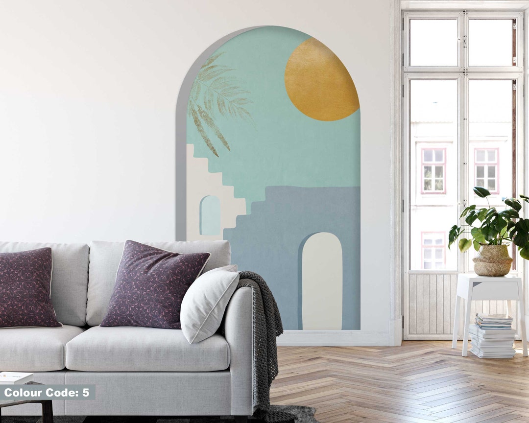 Modern Boho Wall Decals Sunshine Sticker - Watercolor Arch Boho Fabric ...
