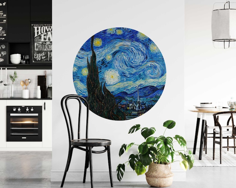 Vincent Van Gogh Starry Night Circle Wall Sticker Perfect for Living