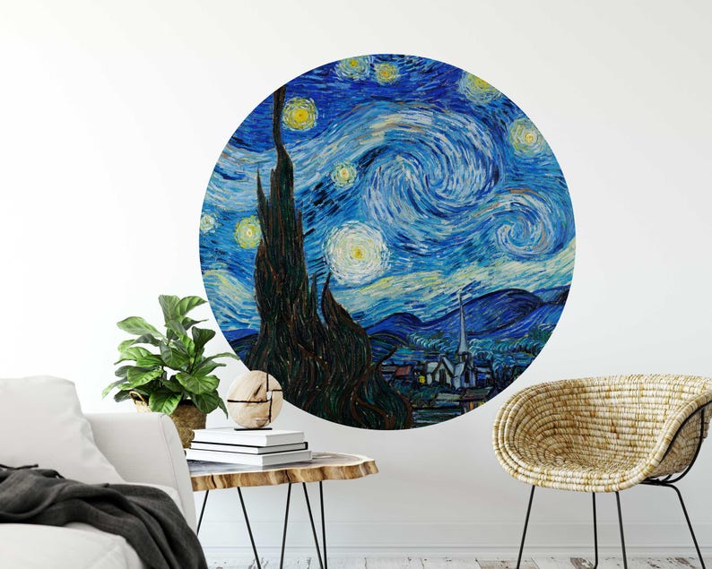 Vincent Van Gogh Starry Night Circle Wall Sticker Perfect for Living
