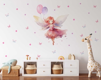 Pegatina de pared de hadas para habitación infantil - Bosque encantado - Bonita pegatina de pared para niños pequeños y decoración para habitación de bebé - Regalo de cumpleaños encantador