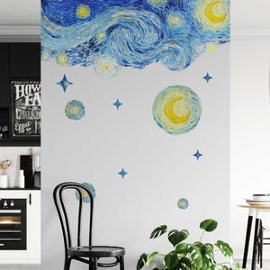 Van Gogh Starry Night Wall Sticker - Large Wall Decal Oil Painting ...