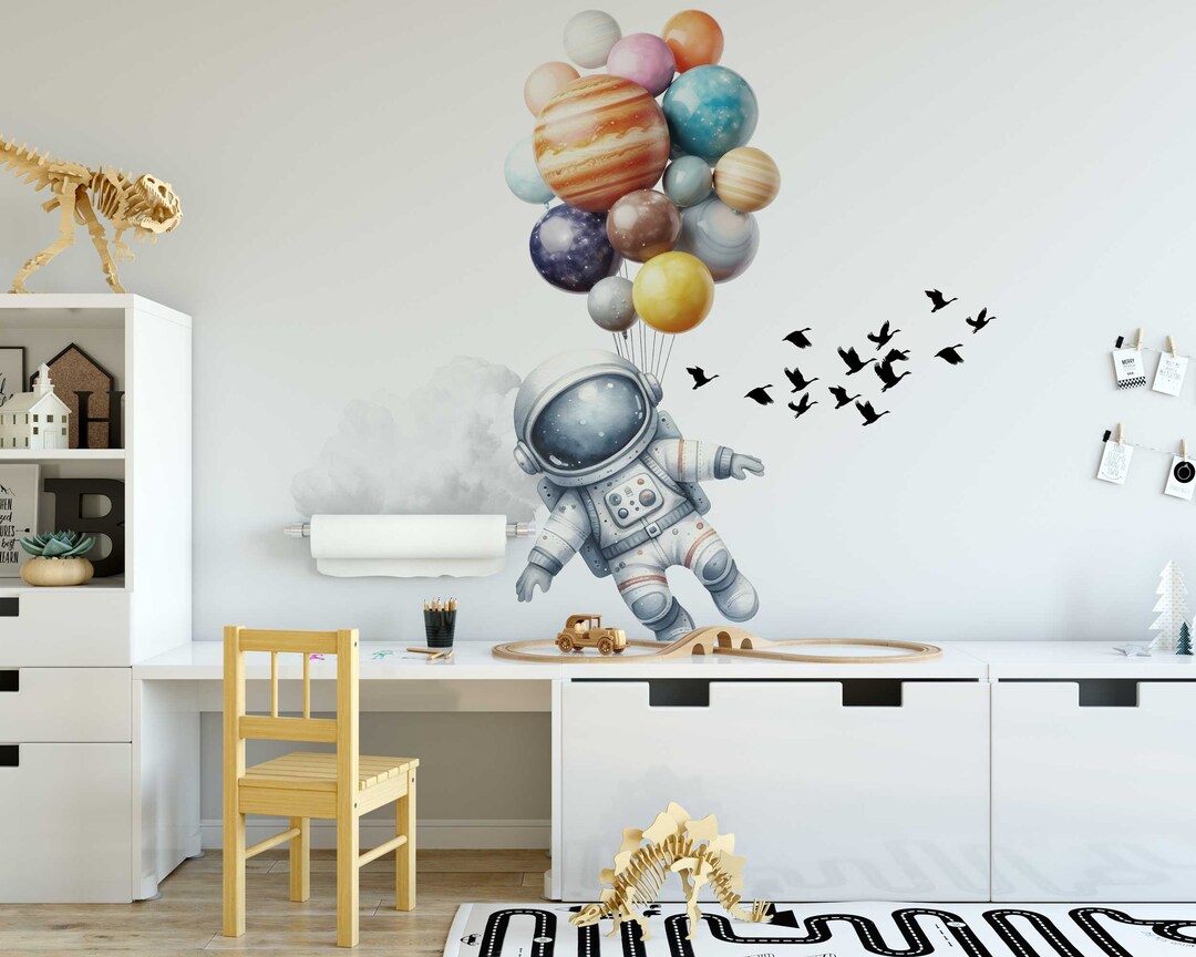 Astronaut Wall Sticker for Nursery Decor - Space Wall Decal Balloon ...