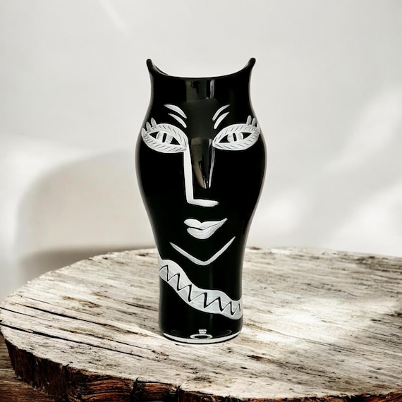 KOSTA BODA オープンマインド フ花瓶 ウルリカ・ヒードマン・ヴァリーン Ulrica Hydman Vallien 36cm for Kosta Boda Black Glass Vase