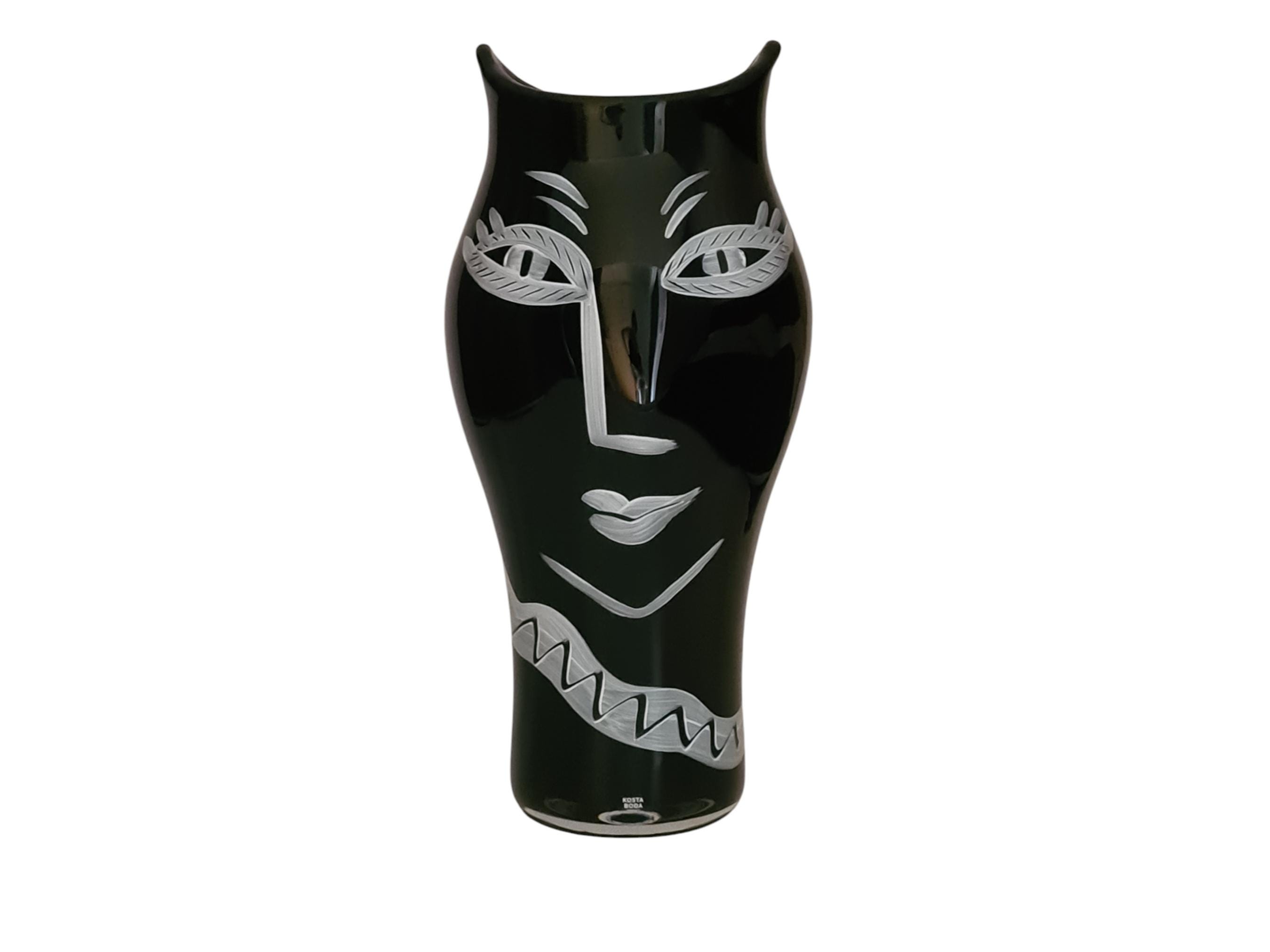 Ulrica Hydman Vallien 36cm for Kosta Boda Black Glass Vase