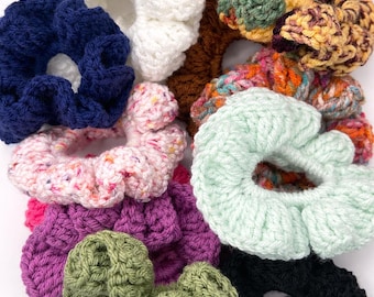 Handmade Crochet Scrunchies | Soft Yarn Hair Accessories