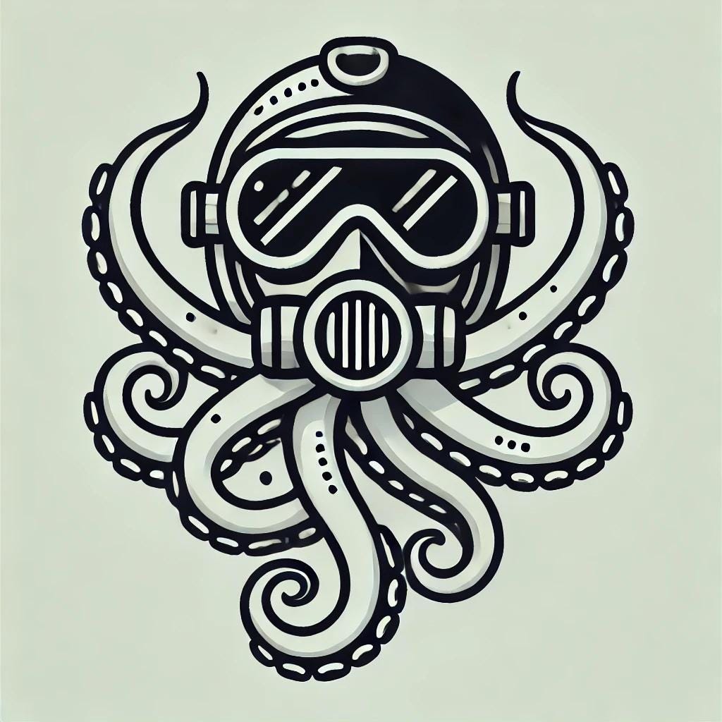 Scuba Diver Helmet & Octopus Steampunk Vector Art for T Shirts - Etsy