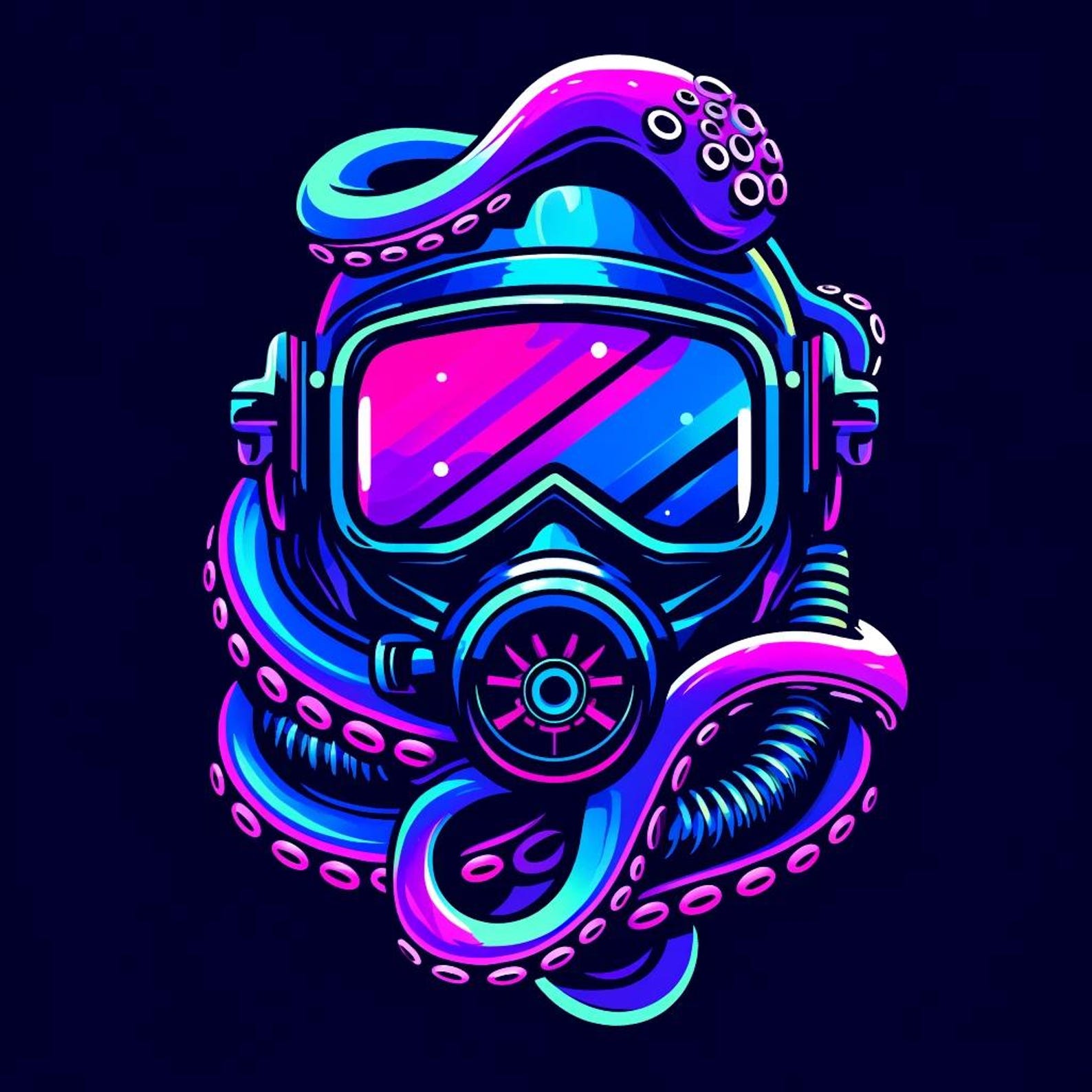 Scuba Diver Helmet & Octopus Steampunk Vector Art for T Shirts - Etsy