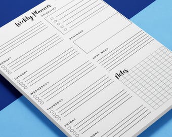 Wochenplaner Notizblock Einfache Organisation Tracker Notizblock Checkliste Prioritäten Notizen Erinnerung nächste Woche