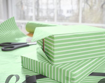 Green Striped Wrapping Paper Roll Festive Party Gift Wrap