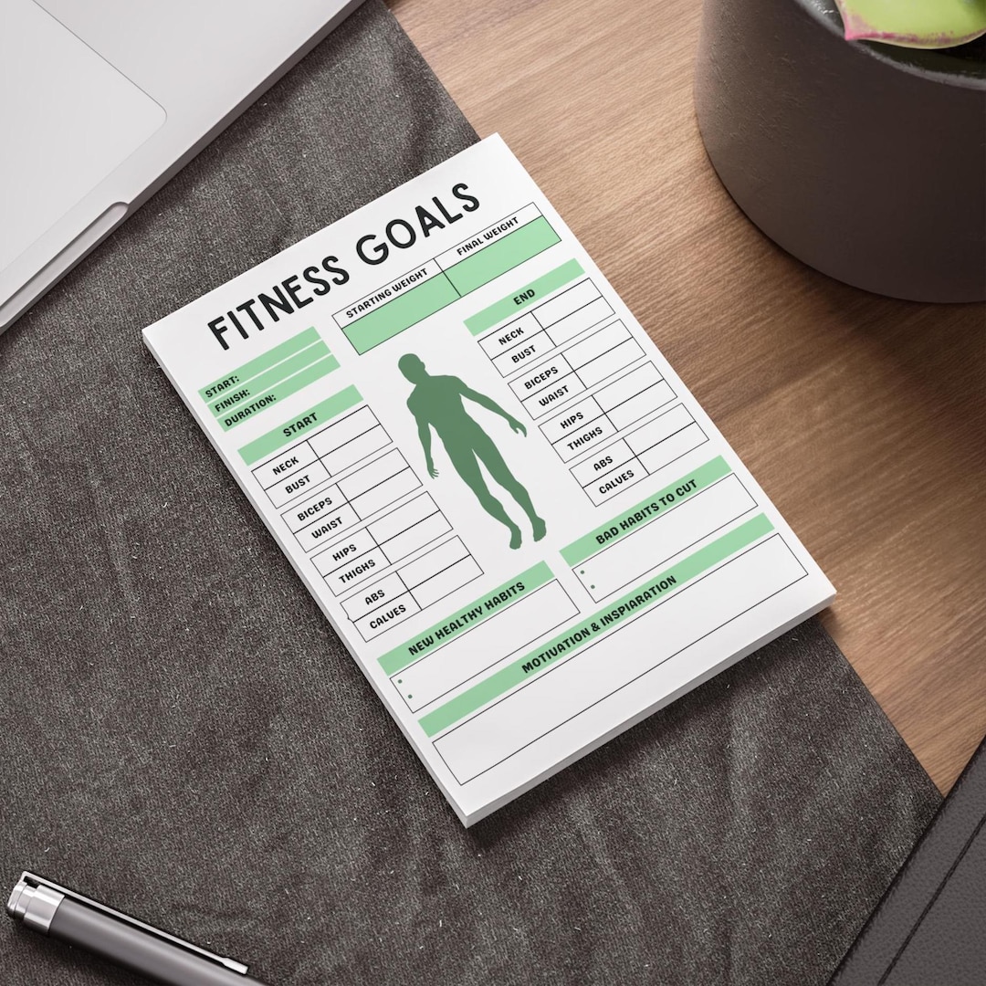 Workout Note Cards Fitness Goals & Motivation Note Pad Sticky Notes Workout Planner Log ...