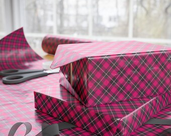 Plaid Wrapping Paper Roll Festive Party Gift Wrap