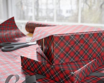 Plaid Wrapping Paper Roll Festive Holiday Party Gift Wrap