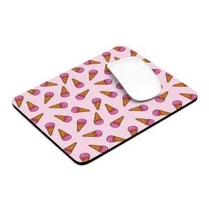 Ice Cream Cone Mouse Pad Rectangle or Round Durable Neoprene Rubber Non-Slip Base