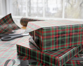 Plaid Wrapping Paper Roll Festive Holiday Party Gift Wrap