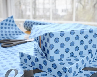 Smiley Face Wrapping Paper Roll Festive Party Birthday Gift Wrap
