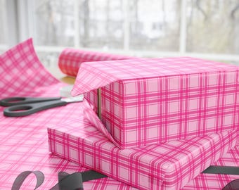 Plaid Wrapping Paper Roll Festive Party Gift Wrap