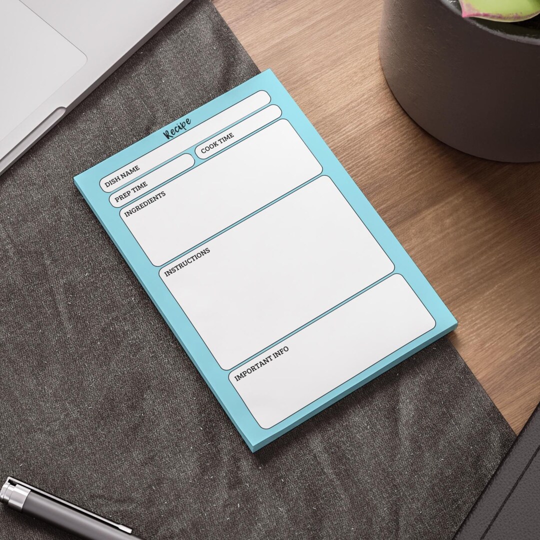 Recipe Notepad Meal Planner Post-it® Note Sticky Notes for Cooks ...