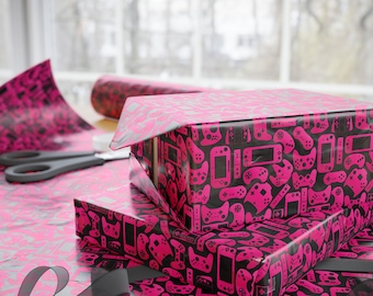 Game Controller Wrapping Paper Roll Festive Party Gaming Gift Wrap