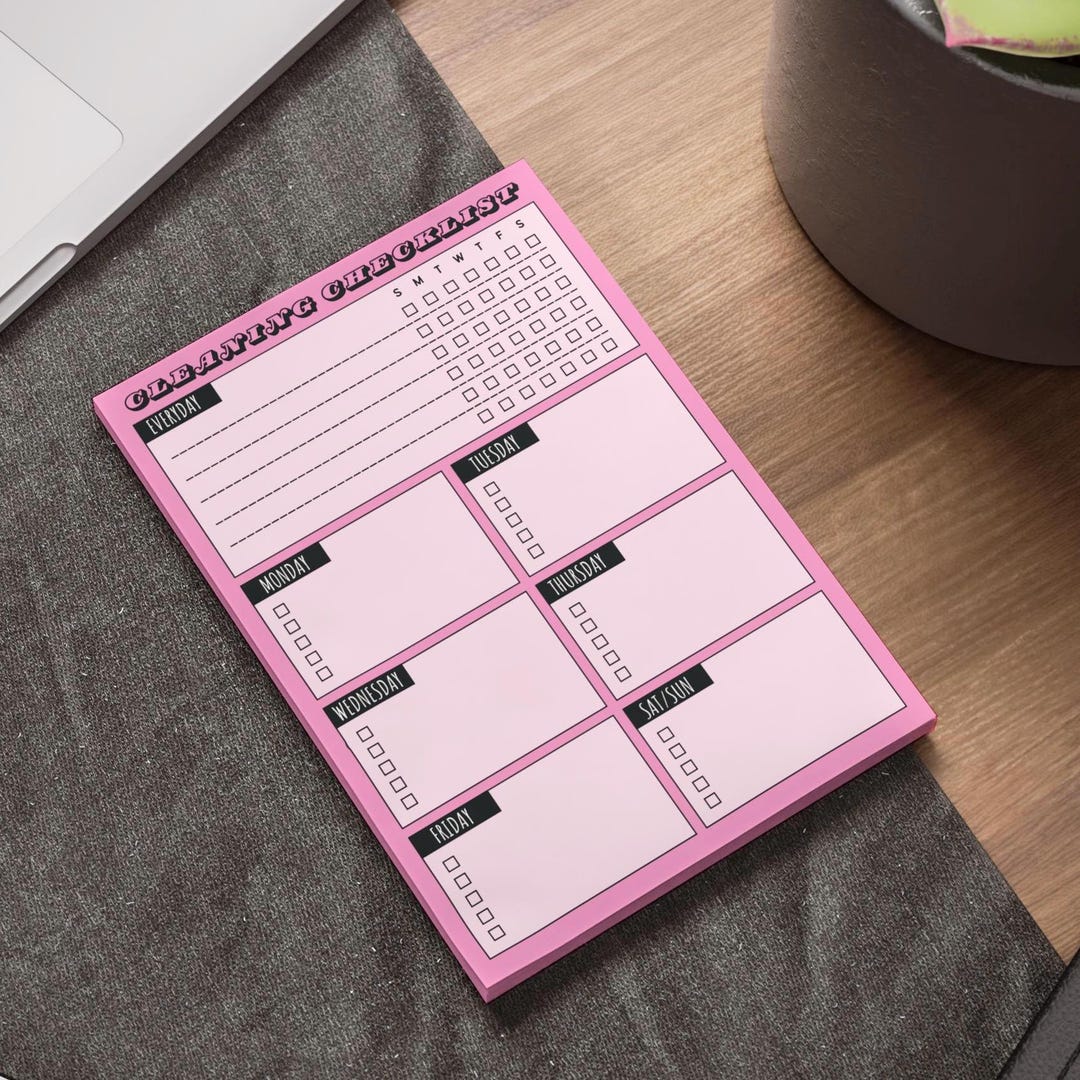 Weekly Cleaning Checklist Notepad High Quality Note Pad Simplify ...