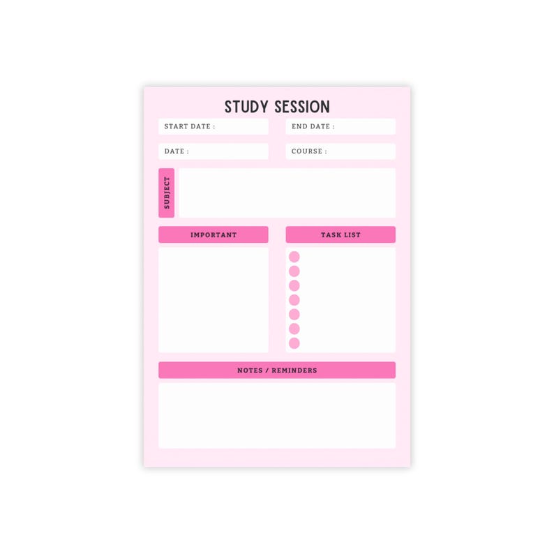 Study Session Notepad Assignment Tracker Sticky Notes Homework Organizer Planner School Supplies image 2
