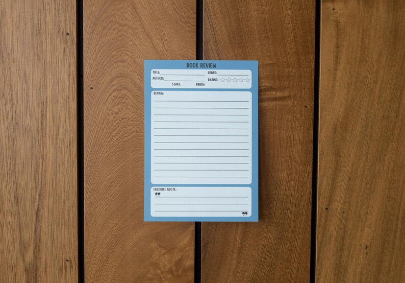 Book Review Sticky Notepad Reading Tracker Gift for Readers - Etsy