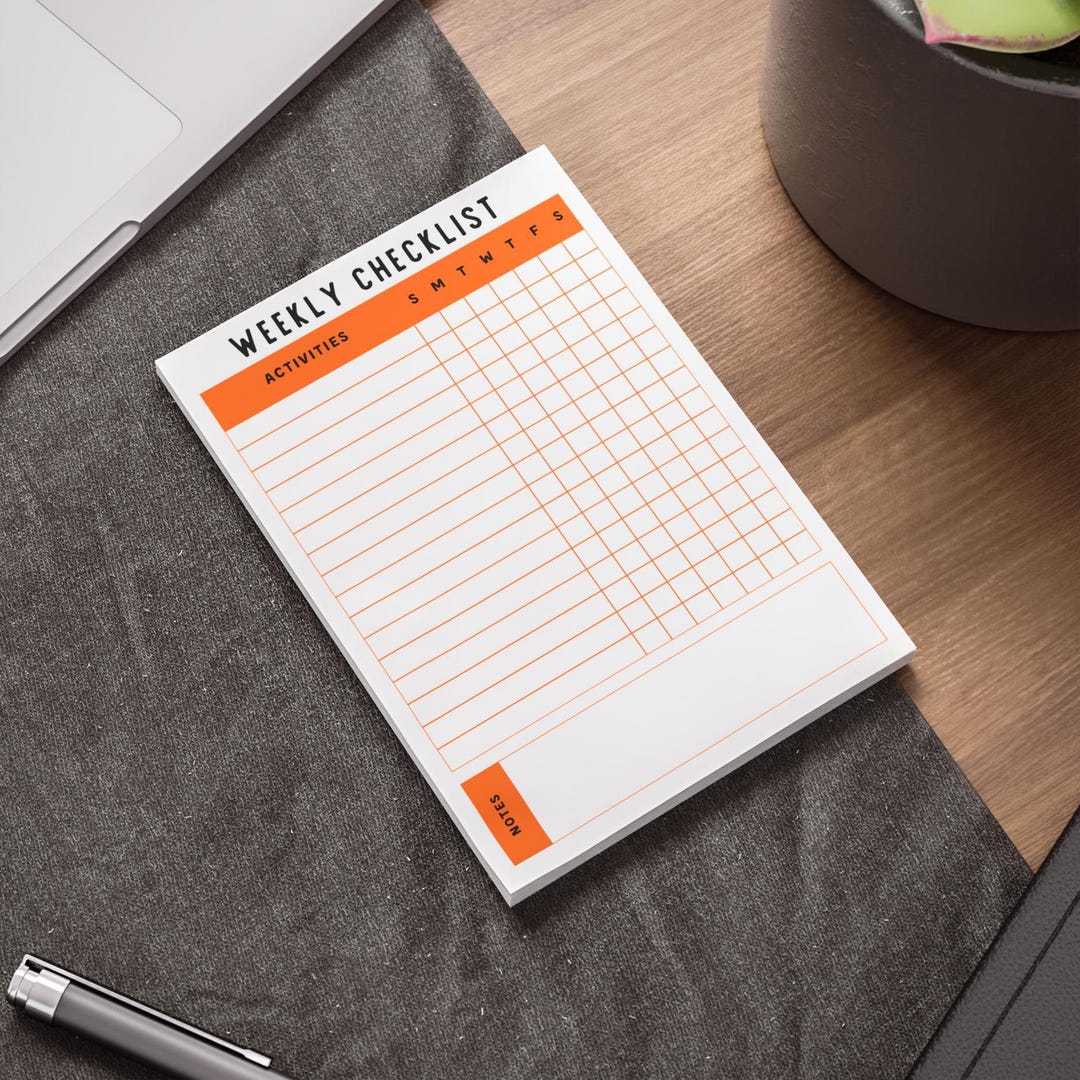Weekly Checklist Notepad Sticky Note Pad Organize Routine Reminder - Etsy